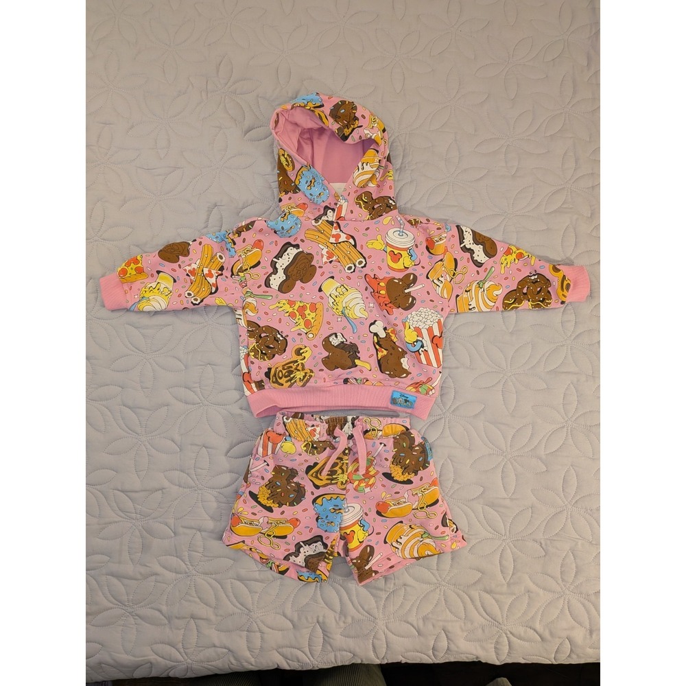 Disney Eats hoodie Shorts Set 3t Pink Authentic Disney